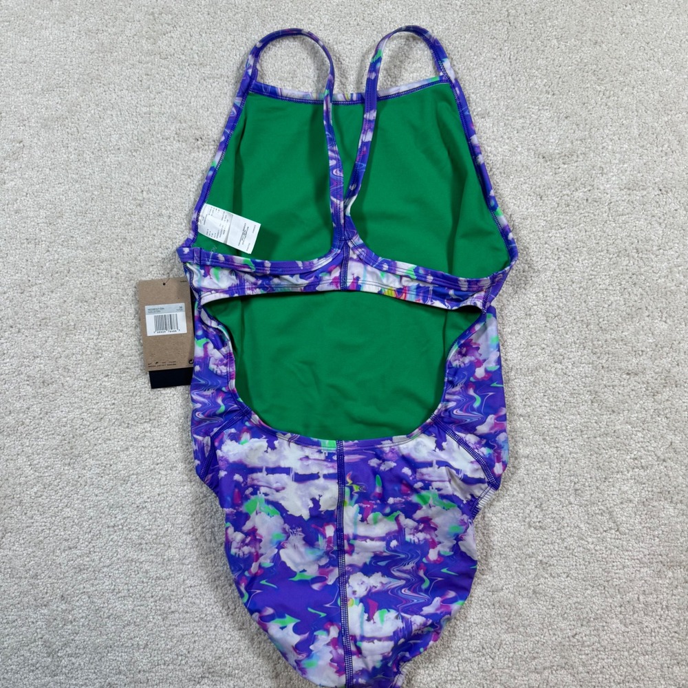 Nike Hydrastrong Swimsuit Women 36/10‎ Purple Multi One Piece Swim NESSE017 - Picture 3 of 5